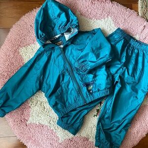 Vintage OshKosh Osh Bgosh Baby green teal windbreaker set jogging set sz 2t